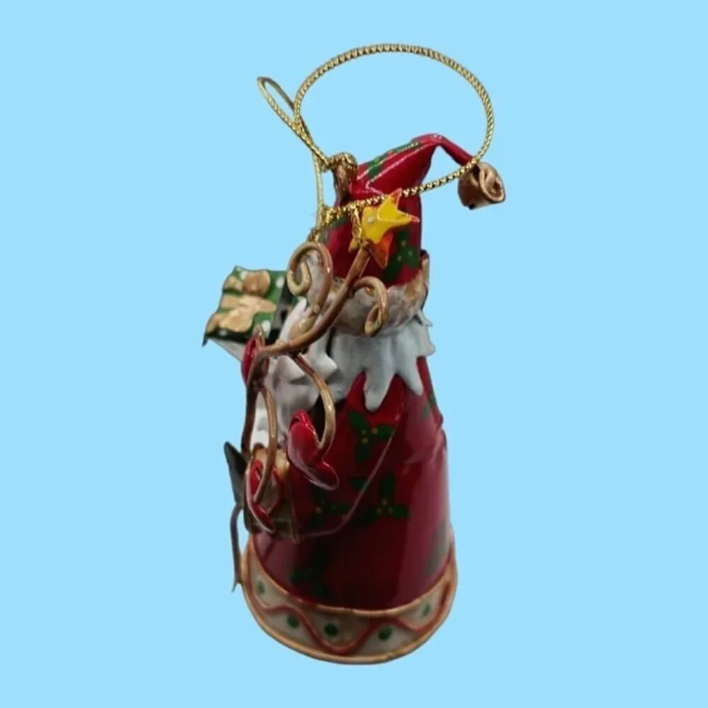 Vintage santa & snowman tin metal christmas ornaments